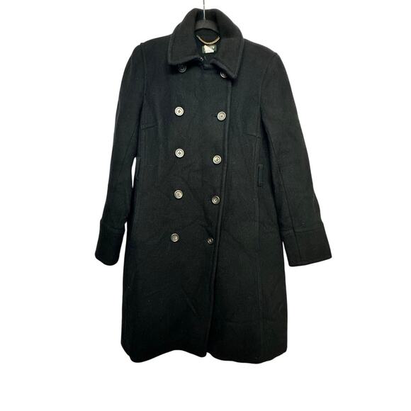 J.Crew Women’s Black Wool Blend Peacoat Coat Size 12 Double Breasted (No Belt) - Picture 1 of 6